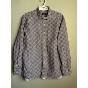 Mirto Continental Fit Geometric Dot Button Up Shirt L Rainbow Maximalist Artsy